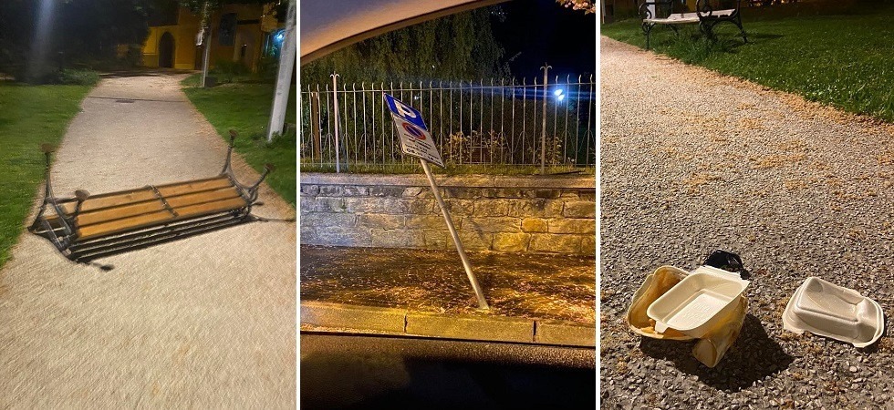 Panchine ribaltate, cartelli divelti e immondizia, dopo il raid dei vandali la rabbia del vicesindaco